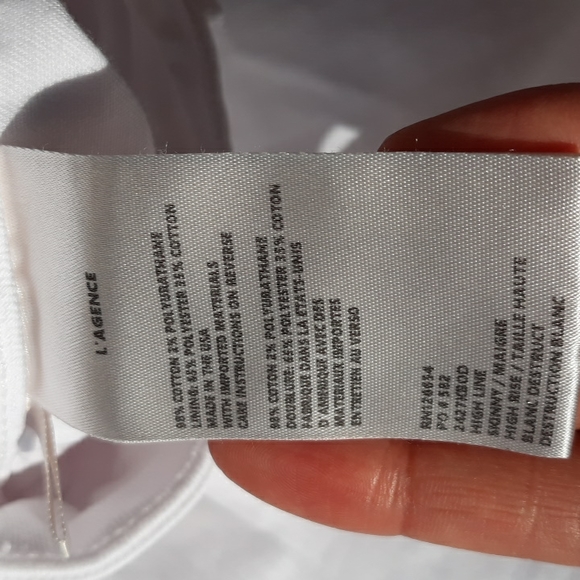 L'AGENCE Sz 28 High Line High Rise Skinny Blanc Destruct Distressed Hem Jeans - Picture 14 of 17